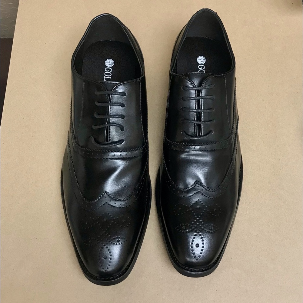 GM GOLAIMAN Men's Black Dress Shoe Wingtip Lace Up Oxfords